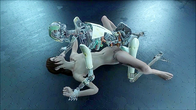 Fallout 4 robot uses two cocks to double penetrate petite slut