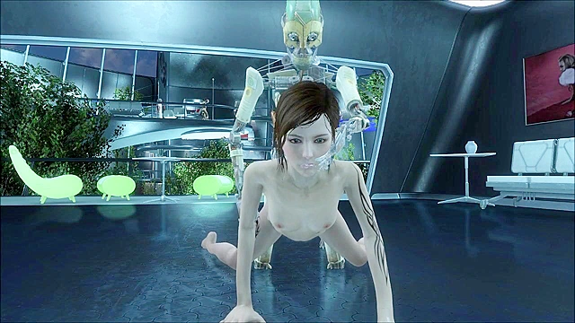 Fallout 4 robot uses two cocks to double penetrate petite slut