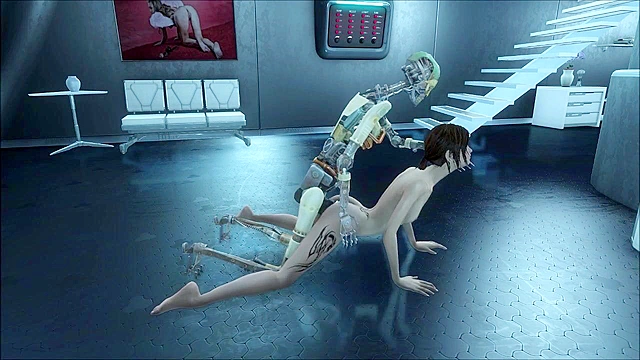 Fallout 4 robot uses two cocks to double penetrate petite slut