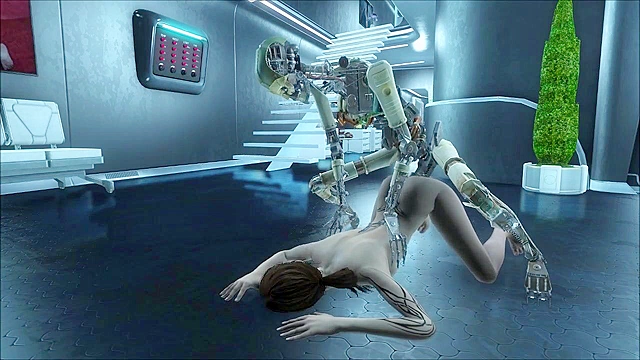 Fallout 4 robot uses two cocks to double penetrate petite slut