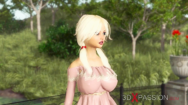 Cute blonde virgin gets fucked hard by a big monster cock in the dungeon