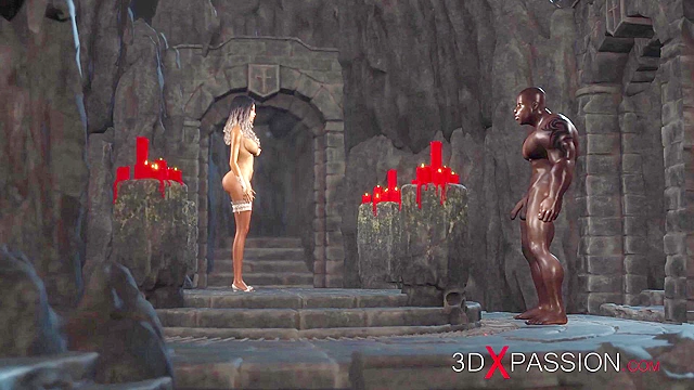 Young bride dreams of being fucked by a muscular guy with big black 3d cock