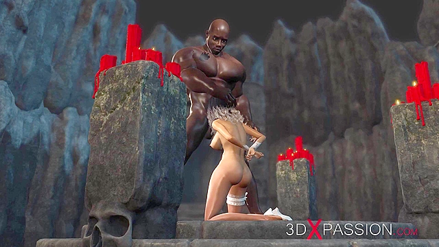 Young bride dreams of being fucked by a muscular guy with big black 3d cock