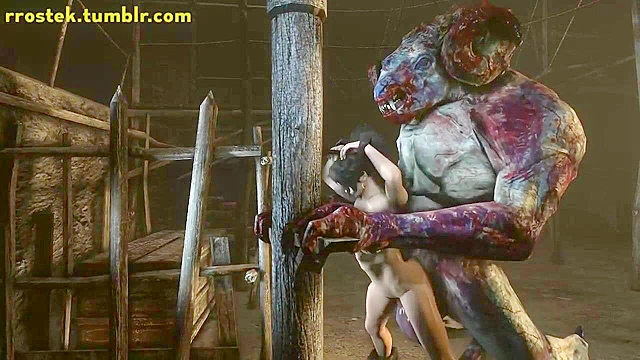 Momji from dead or alive gets her pussy destroyed by a monster