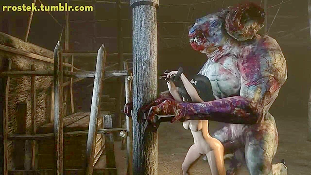 Momji from dead or alive gets her pussy destroyed by a monster