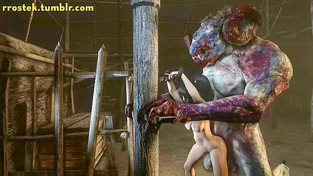 Momji from dead or alive gets her pussy destroyed by a monster