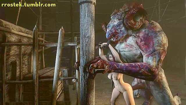 Momji from dead or alive gets her pussy destroyed by a monster