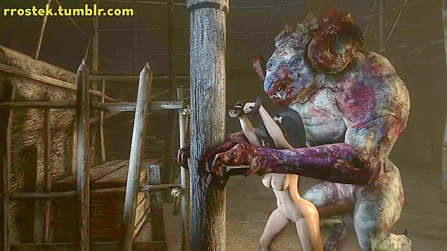 Momji from dead or alive gets her pussy destroyed by a monster