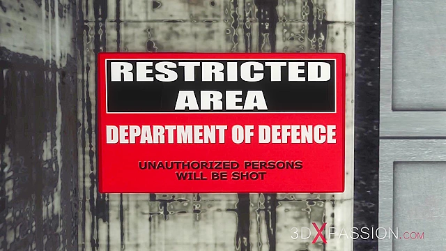 Futa sex robot face fucks a female alien in the sci-fi lab