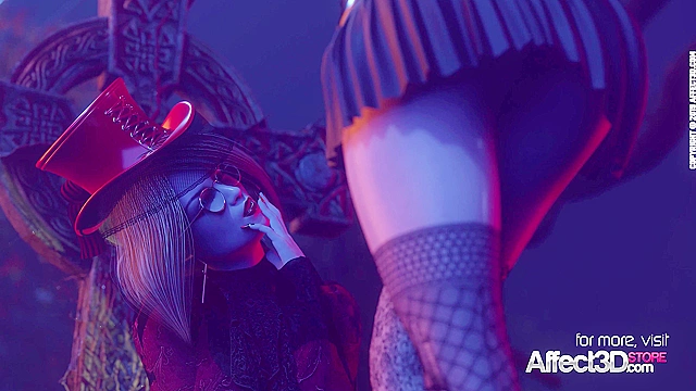 Party Hard Halloween - Futa witch fucks a goth girl outdoors