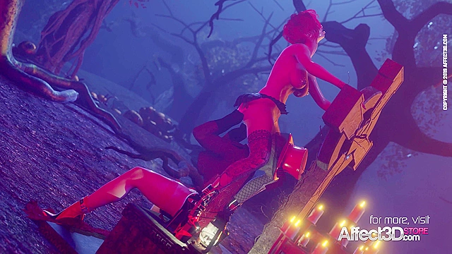 Party Hard Halloween - Futa witch fucks a goth girl outdoors