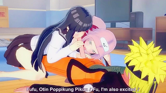 Hinata and Sakura threesome creampied by Naruto
