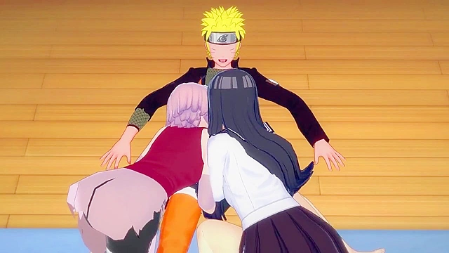 Hinata and Sakura threesome creampied by Naruto