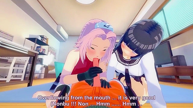 Hinata and Sakura threesome creampied by Naruto