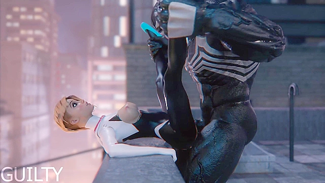 Hentai Spider Gwen gets her tight pussy destroyed by Venoms big cock