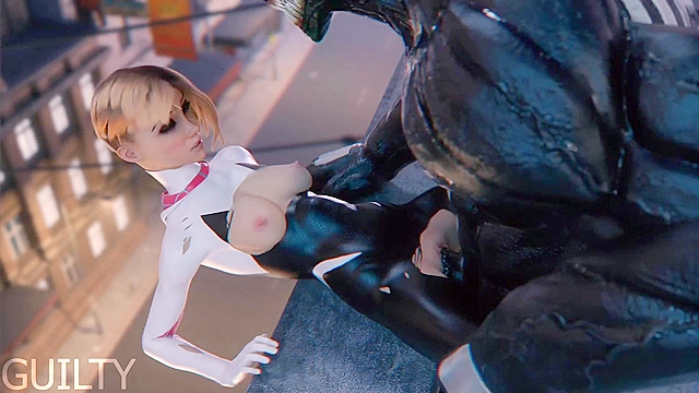 Hentai Spider Gwen gets her tight pussy destroyed by Venoms big cock