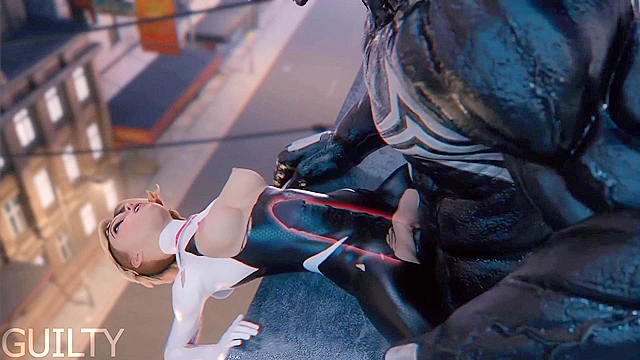 Hentai Spider Gwen gets her tight pussy destroyed by Venoms big cock