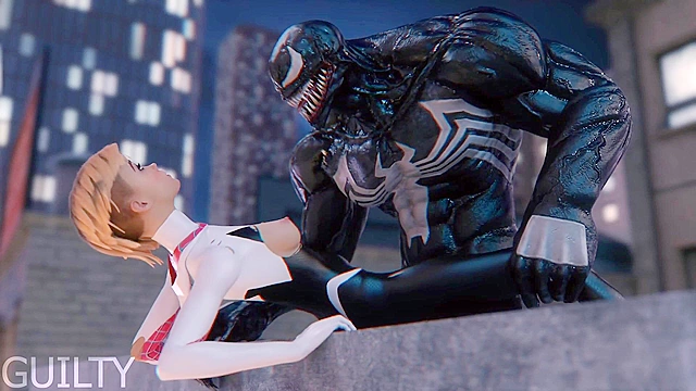 Hentai Spider Gwen gets her tight pussy destroyed by Venoms big cock