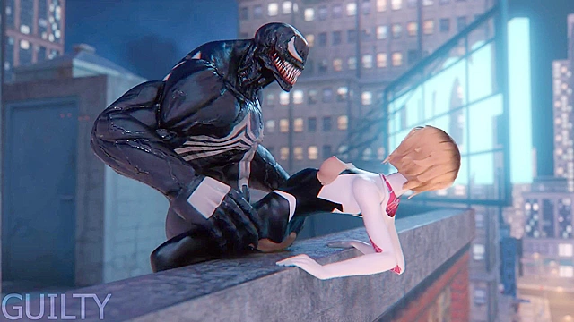 Hentai Spider Gwen gets her tight pussy destroyed by Venoms big cock