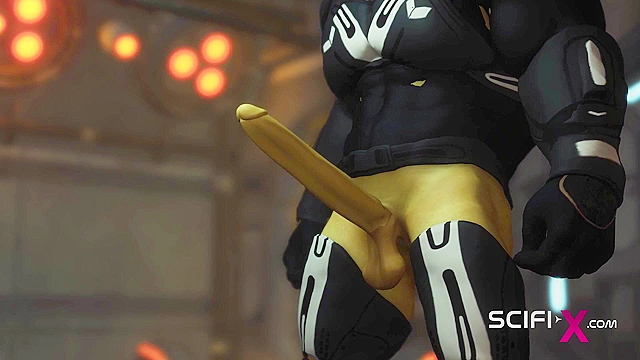 Alien sex in a starship. Female green alien gets fucked by big cock