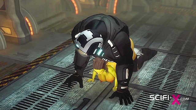 Alien sex in a starship. Female green alien gets fucked by big cock