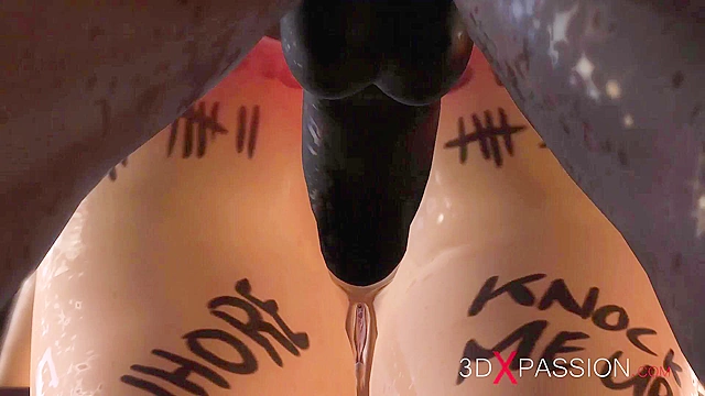 3D Porn - Blonde anal whore can't get enough black cock up her big booty hole