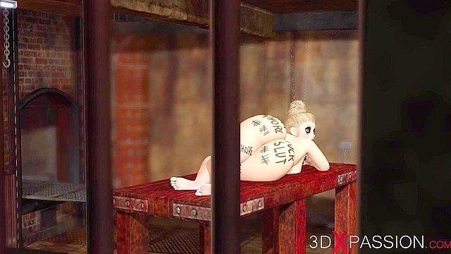 3D Porn - Blonde anal whore can't get enough black cock up her big booty hole