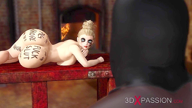 3D Porn - Blonde anal whore can't get enough black cock up her big booty hole