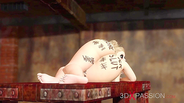 3D Porn - Blonde anal whore can't get enough black cock up her big booty hole