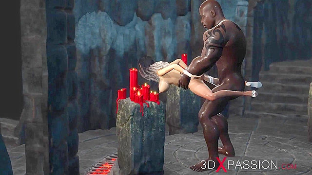 Black big cock in a hot sexy brides ass in the dungeon