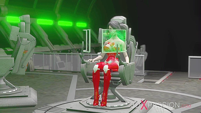 Sexy shemale sci-fi android fucking a hot horny girl in the space station