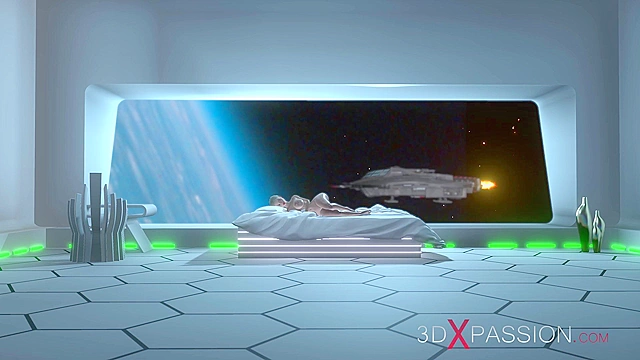 Sexy shemale sci-fi android fucking a hot horny girl in the space station