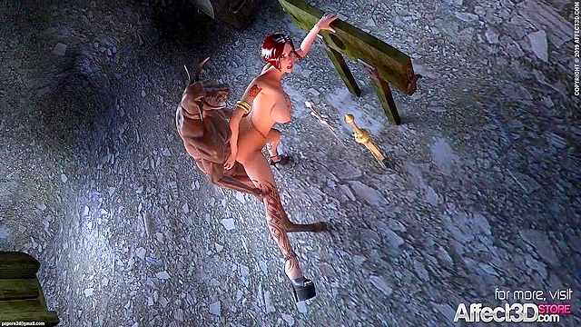 Fantasy animation with dirty witch getting fucked by minotaur