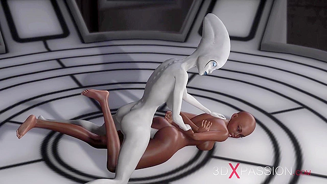 Sexy sci-fi shemale alien fucks black girl in the space station