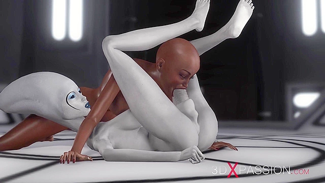 Sexy sci-fi shemale alien fucks black girl in the space station