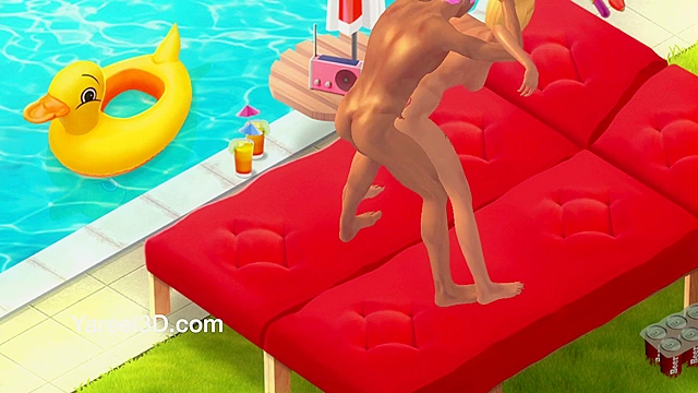 3D game preview - Blonde teen gets ass fucked next to the pool