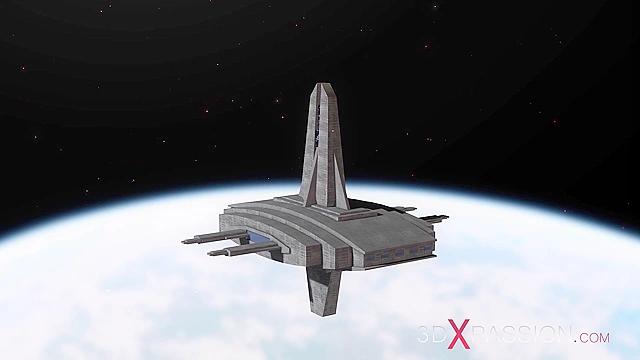 3d alien dickgirl fucks sexy bald headed girl in space station