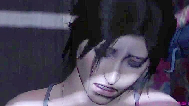 Lara Croft has a lesbian 3some on public train with a hentai schoolgirl