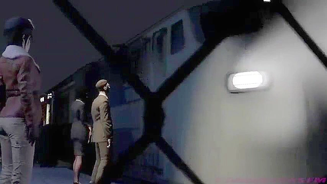 Lara Croft has a lesbian 3some on public train with a hentai schoolgirl