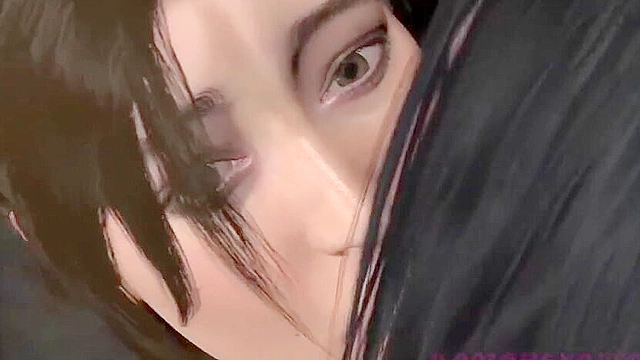 Lara Croft has a lesbian 3some on public train with a hentai schoolgirl