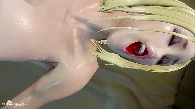 Blonde and brunette 3d hentai cuties give a steamy double blowjob