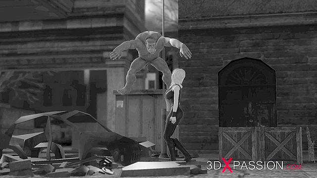 Hot 3d blonde gets fucked hard by a green monster with big dick in the sewers