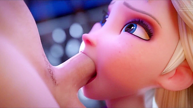 Elsa gets mouth full of cum down her throat