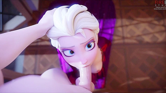 Elsa gets mouth full of cum down her throat