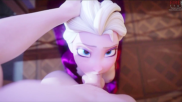 Elsa gets mouth full of cum down her throat