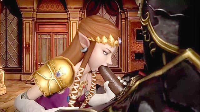 3D animated Princess Zelda gives a guy a blowjob