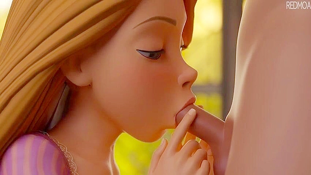 Disney princess Rapunzel swallow cum after blowjob