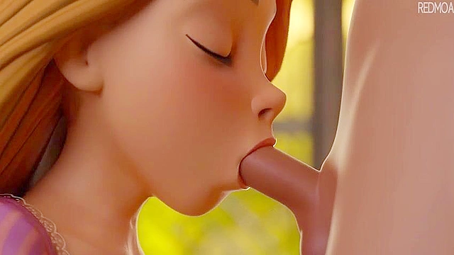 Disney princess Rapunzel swallow cum after blowjob