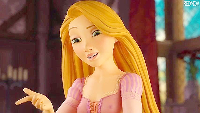 Disney princess Rapunzel swallow cum after blowjob