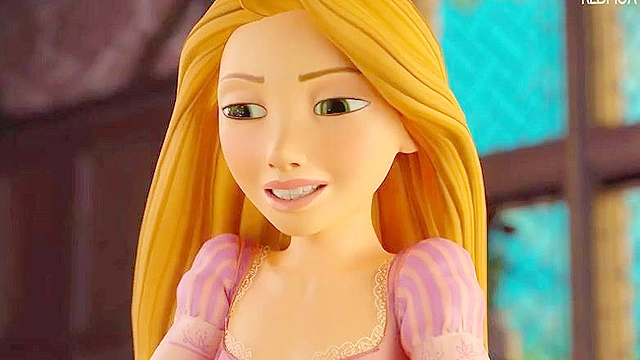 Disney princess Rapunzel swallow cum after blowjob